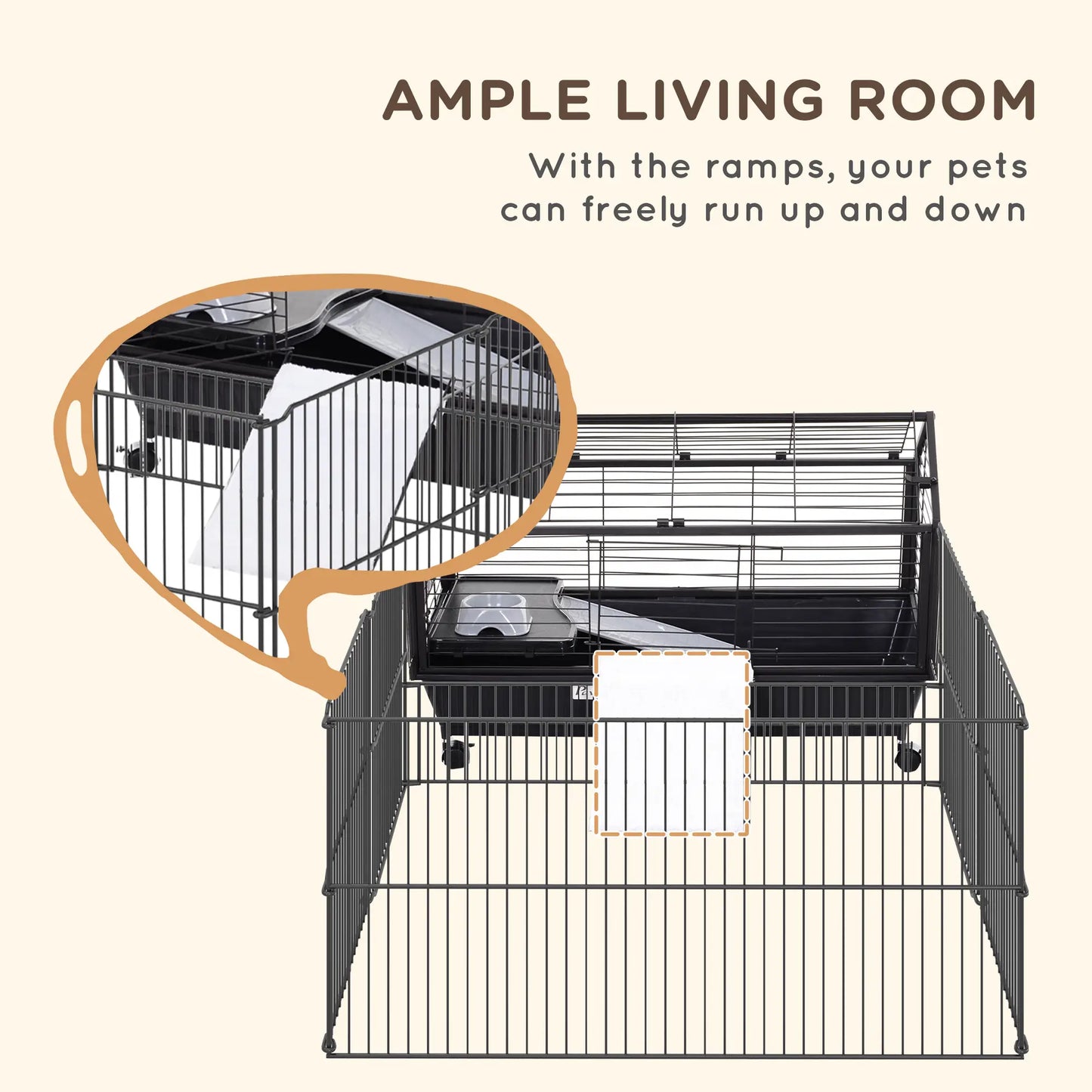Metal Small Animal Cage, Rabbit Cage, 34.6" L x 50.6" W x 22" H Houses & Habitats at Gallery Canada