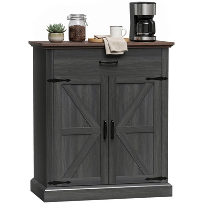30" Farmhouse Sideboard, Black Buffet Cabinet, Barn Doors, Drawer, Black Storage Cabinets Multi Colour at Gallery Canada