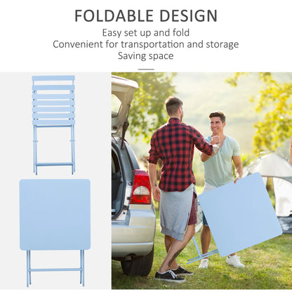 3 Piece Bistro Set, Foldable Patio Chairs, Square Table, Blue Bistro Sets at Gallery Canada