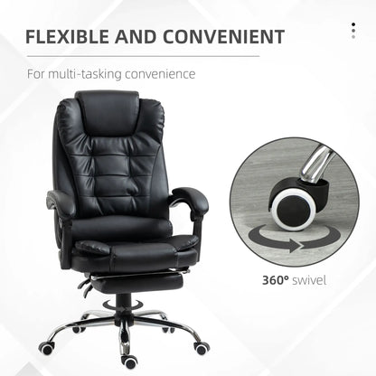 High Back Office Chair, PU Leather, Retractable Footrest, Padded Armrest, Black Executive & Manager Chairs at Gallery Canada