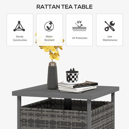 Rattan Coffee Table, Wicker Patio, Umbrella Hole, Mixed-Grey Patio Side Tables at Gallery Canada