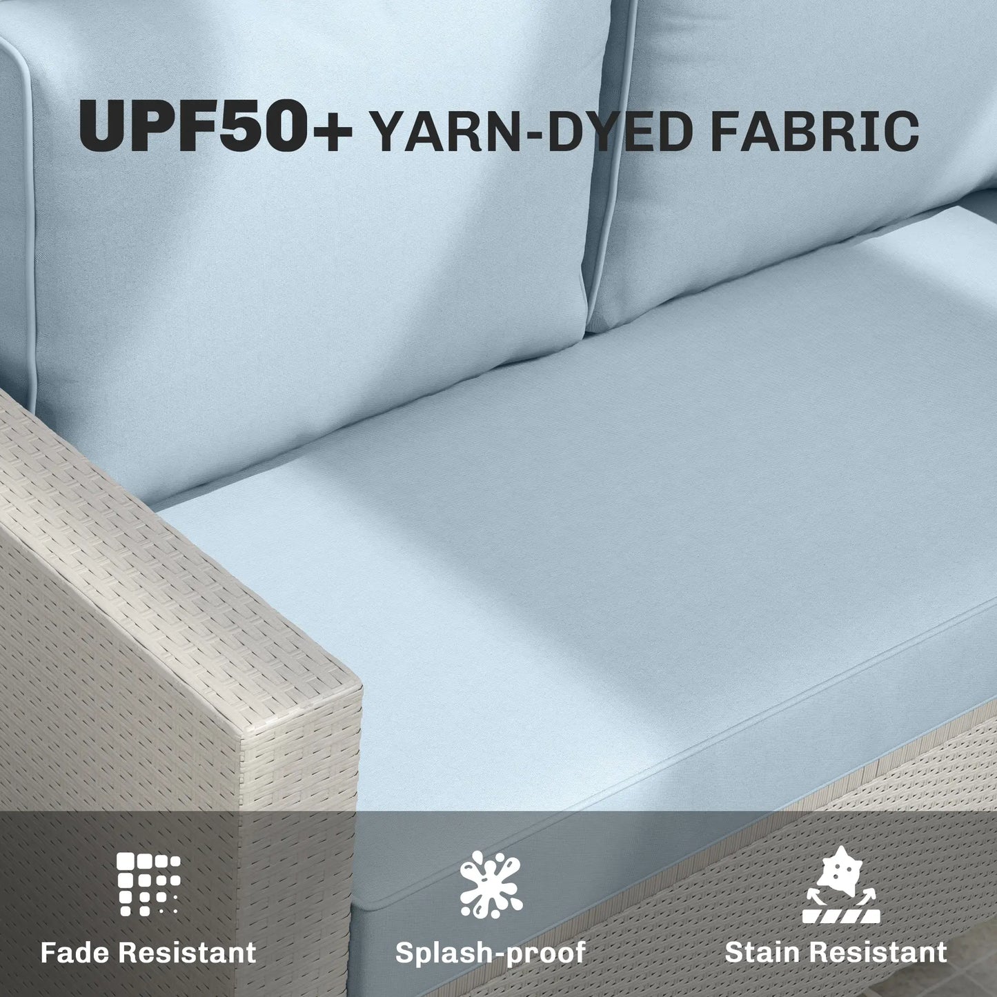 Outdoor Seat Cushions With Backrest, Loveseat Double Sofa, Light Blue Patio Chair Cushions at Gallery Canada