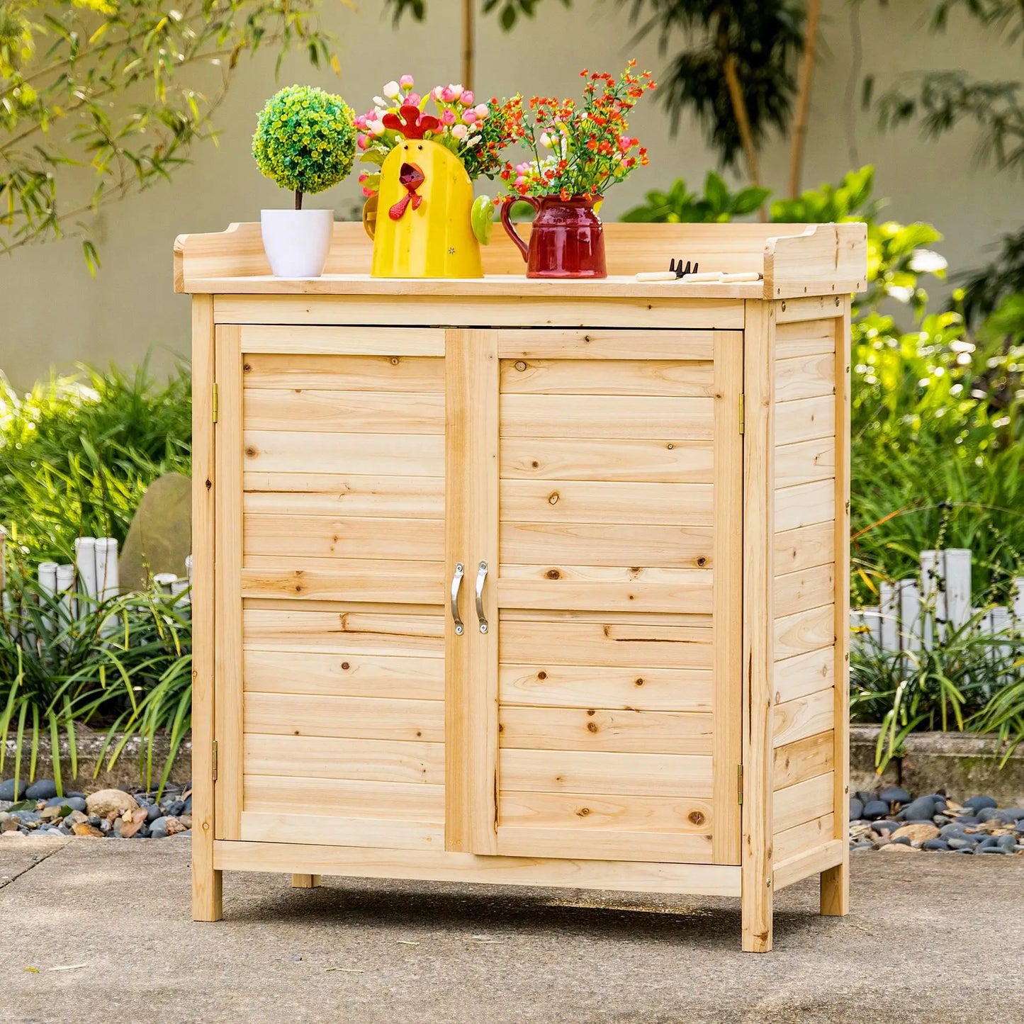 Wood Garden Shed, Compact Outdoor Storage Cabinet, Natural Sheds at Gallery Canada