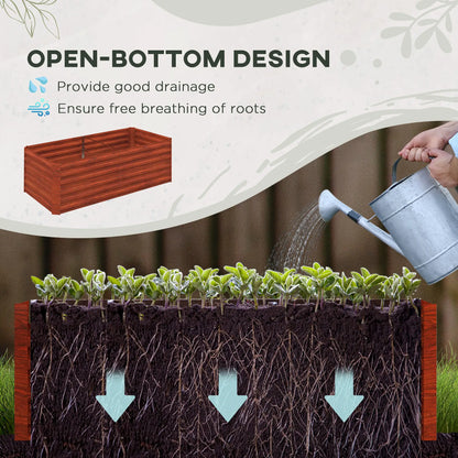 Galvanized Raised Garden Bed, Steel Planter, 71" x 35" x 23", Rustic Brown, Brown Raised Garden Beds at Gallery Canada