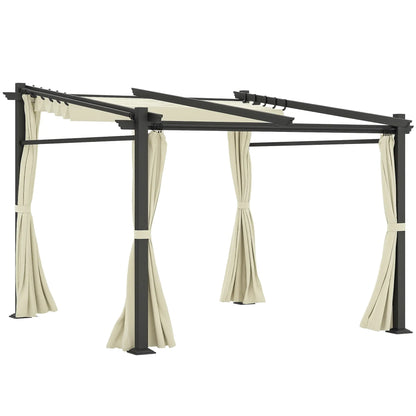 Metal Pergola, Sliding Roof Canopy, Retractable, 10' x 10', Beige Pergolas Beige at Gallery Canada