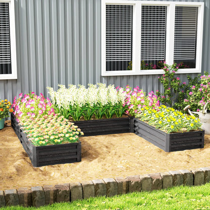 Steel Raised Garden Bed, Set of 5, 8x8x1ft, Dark Grey Raised Garden Beds at Gallery Canada