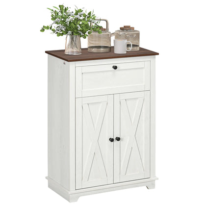 Farmhouse Sideboard Cabinet, Kitchen Living Room Storage, 23.6" x 11.8" x 34.4", White Kitchen Pantry Cabinets White at Gallery Canada