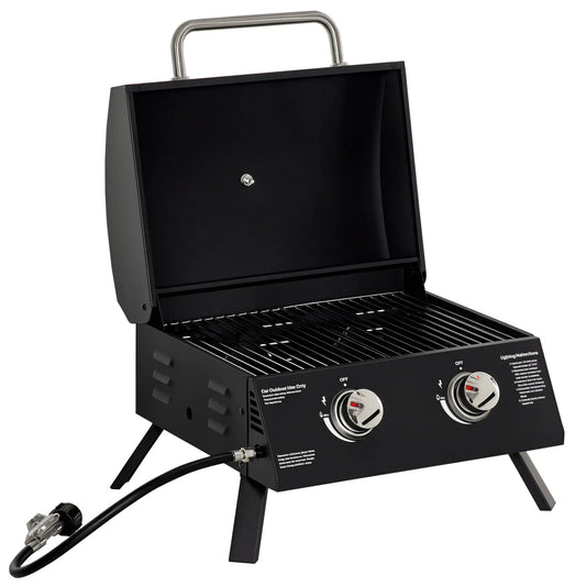 2 Burner Propane Gas Grill, Portable Tabletop BBQ, Black Propane Gas Grills Black at Gallery Canada