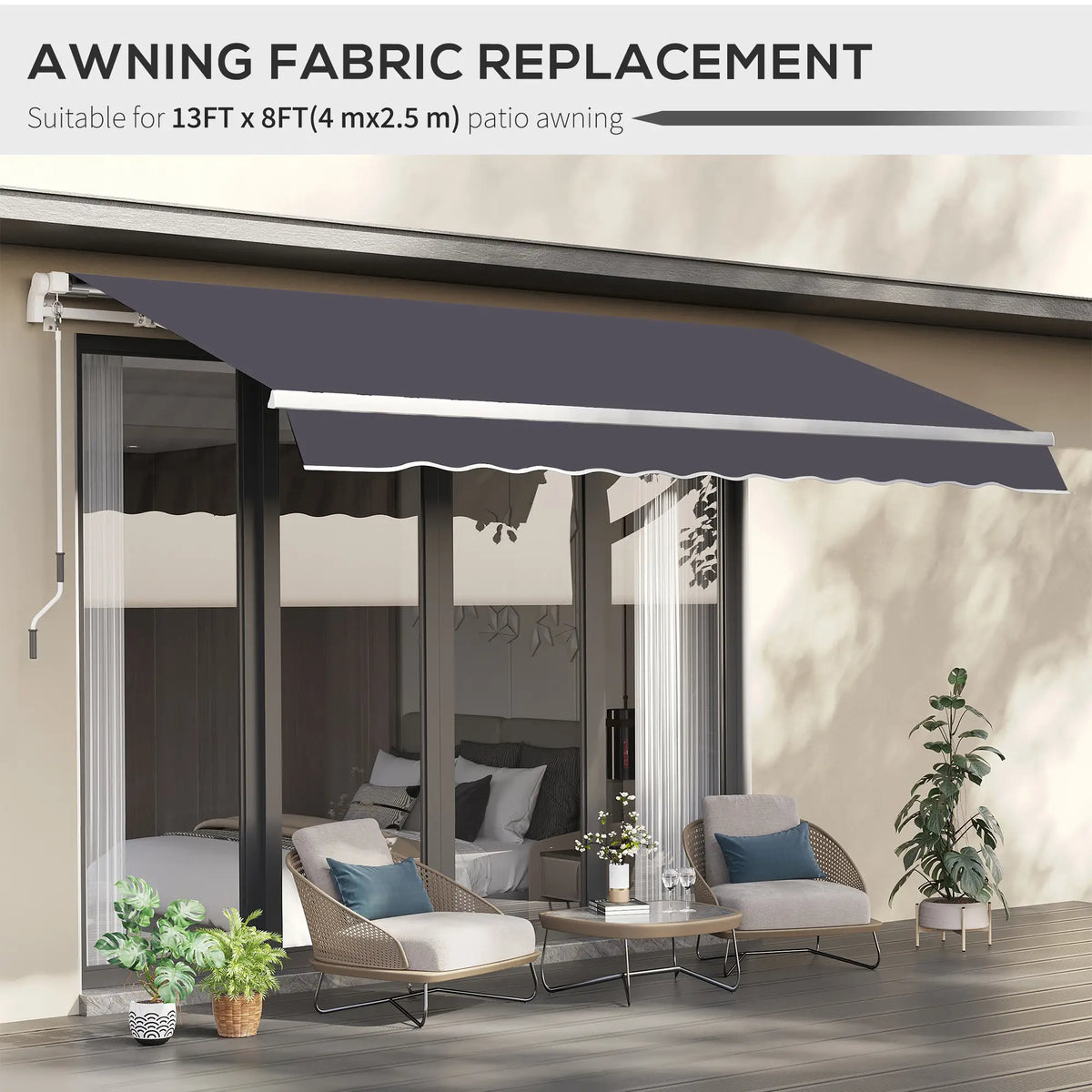 11' x 10' Retractable Awning Fabric Replacement, UV Protection, Grey Awning Fabric Replacement at Gallery Canada