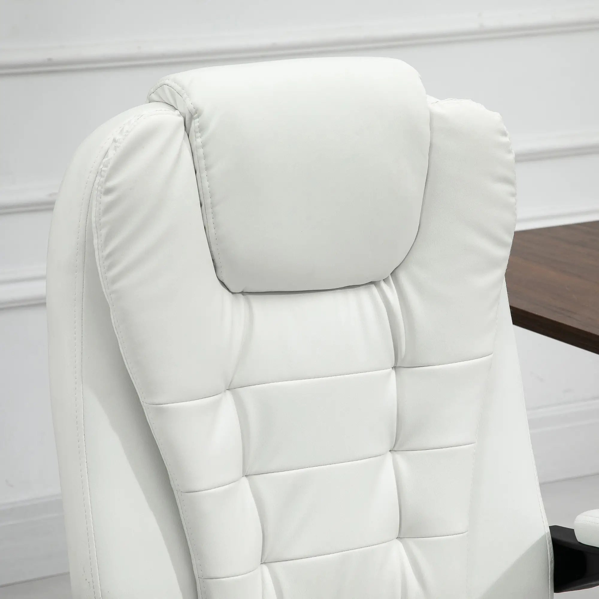 7-Point Vibrating Massage Chair, Reclining Office Chair, Adjustable Height, White Executive & Manager Chairs at Gallery Canada