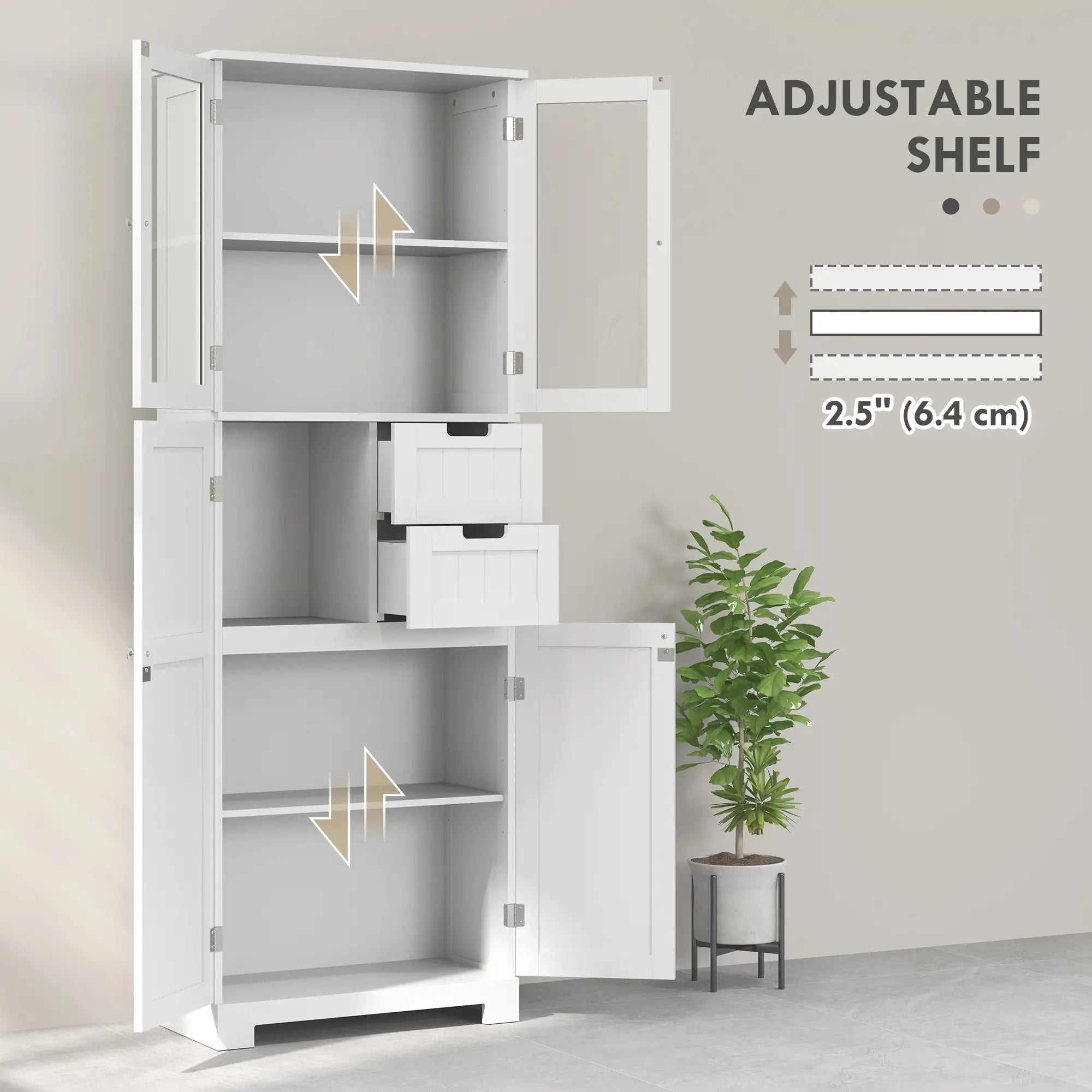 Tall Bathroom Storage Cabinet With Adjustable Shelves, White Freestanding Bathroom Cabinets at Gallery Canada
