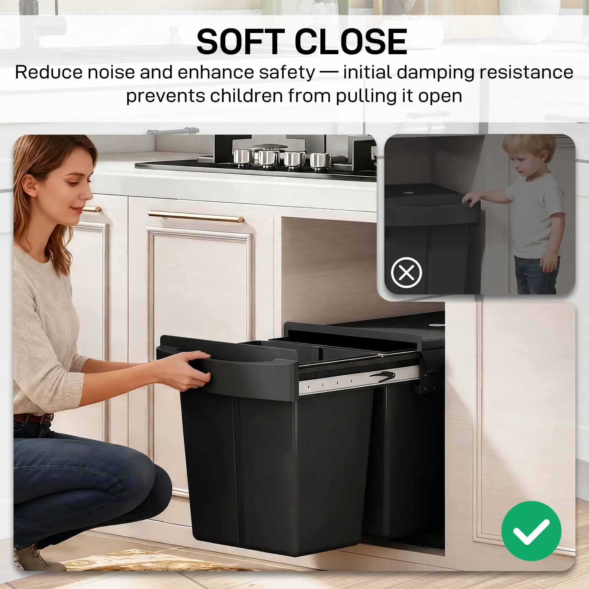 Under Cabinet Pull Out Trash Can, 10.6 Gallon (40L), Black Kitchen Trash Cans at Gallery Canada