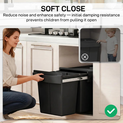 Under Cabinet Pull Out Trash Can, 10.6 Gallon (40L), Black Kitchen Trash Cans at Gallery Canada