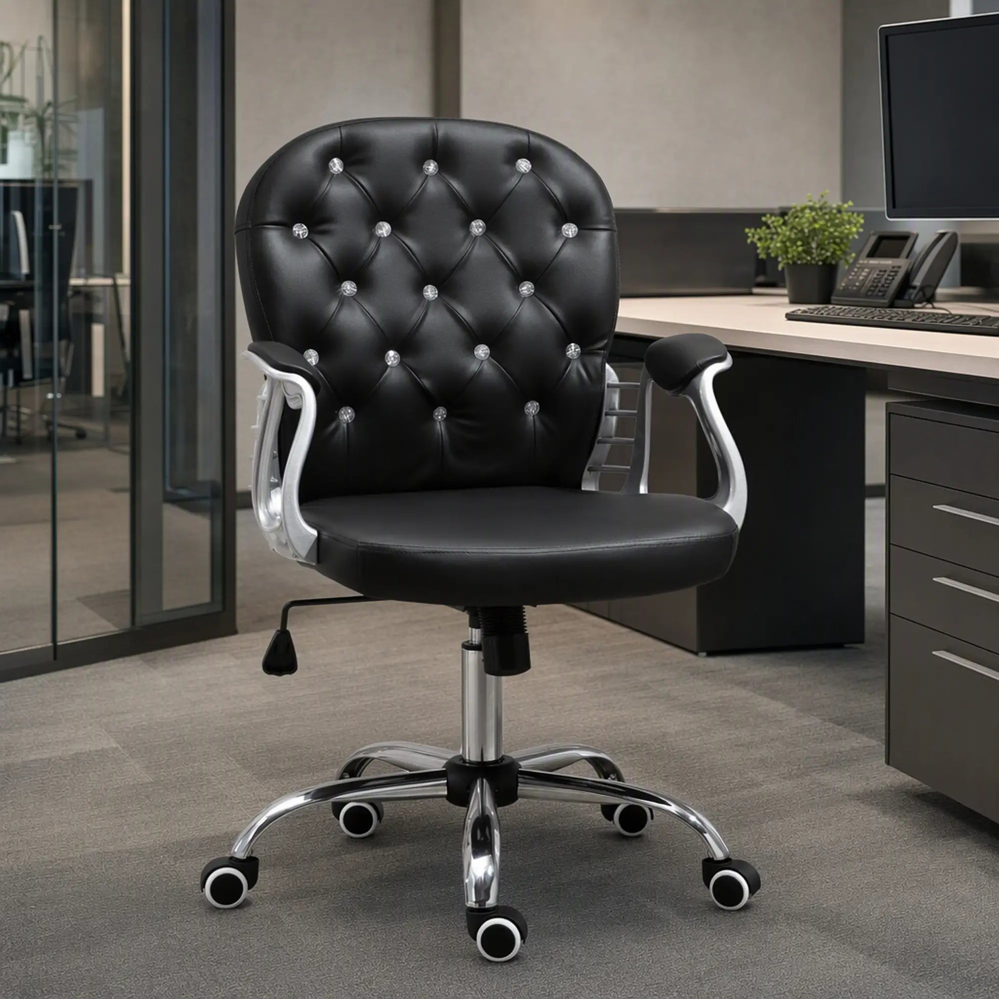 Ergonomic Office Chair, Adjustable Height, Padded Seat, Black Executive & Manager Chairs at Gallery Canada