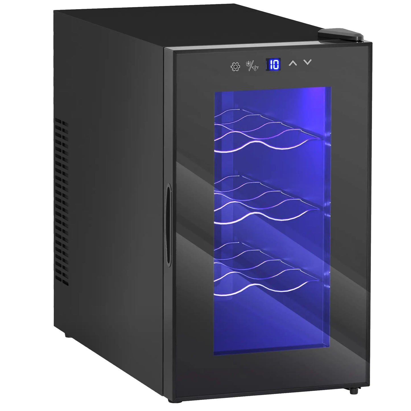 8 Bottle Wine Cooler, Glass Door, Temperature Control, Champagne Wine Racks Black at Gallery Canada