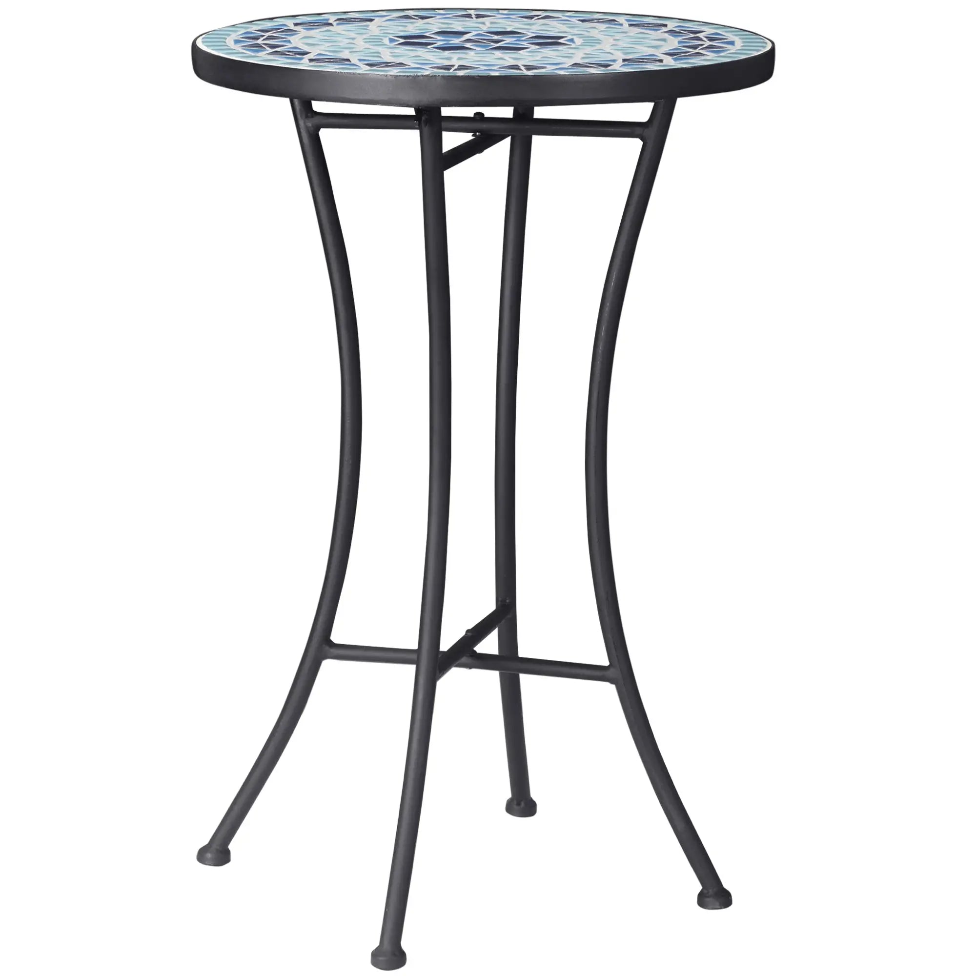 Round Mosaic Patio Table, Metal Frame, Outdoor Garden Furniture, Blue Patio Side Tables at Gallery Canada