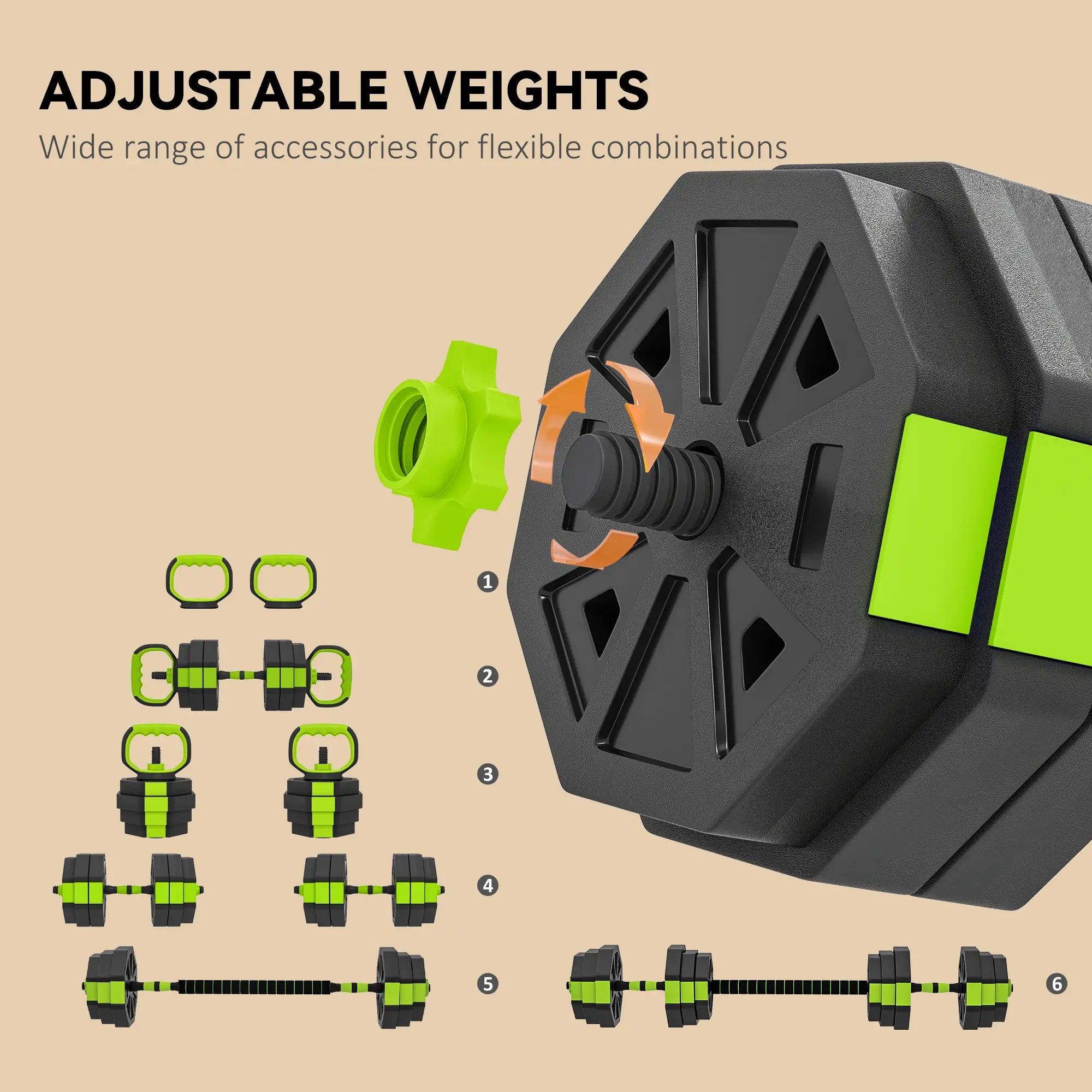 4-in-1 Adjustable Dumbbell Set, 55lbs, Green Dumbbells & Barbells at Gallery Canada