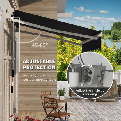 8'x7' Manual Retractable Patio Awning, Sun Shade, Black