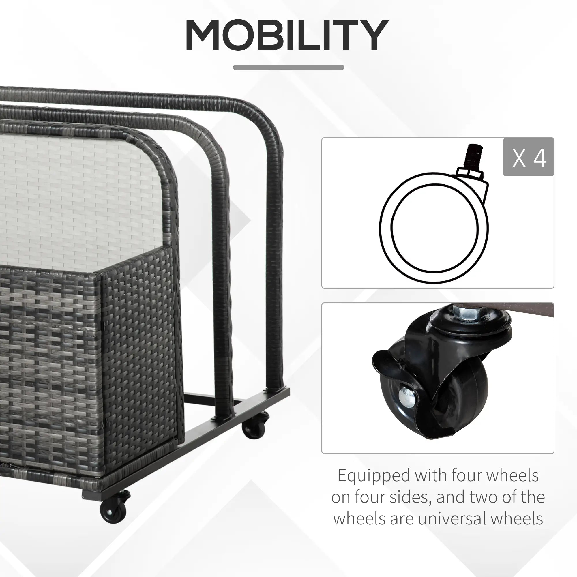 Rolling Pool Storage, Rattan Patio Furniture, Outdoor Wicker Organizer, Grey Patio Storage Boxes at Gallery Canada
