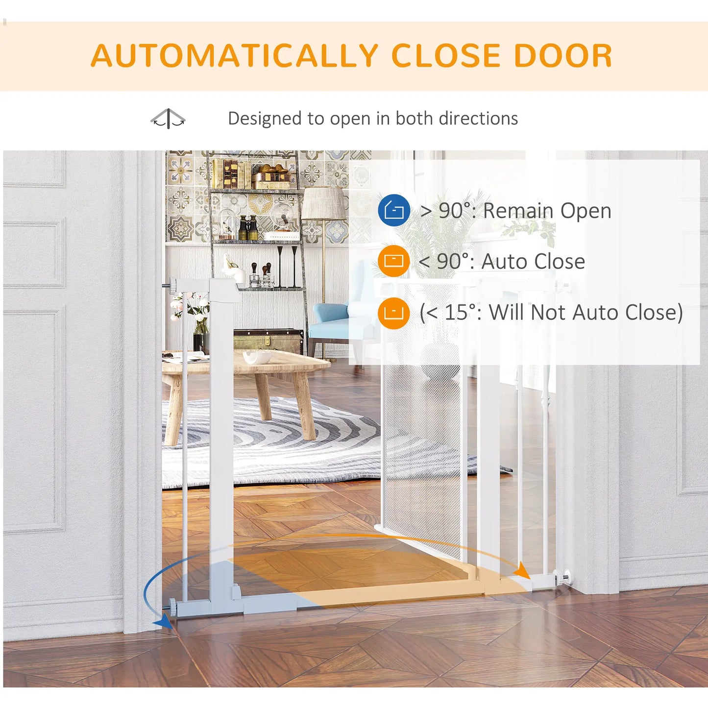 29.5"-40.6" Metal Pet Gate, Auto Closing Door, Double Locking, White Houses, Kennels & Pens at Gallery Canada