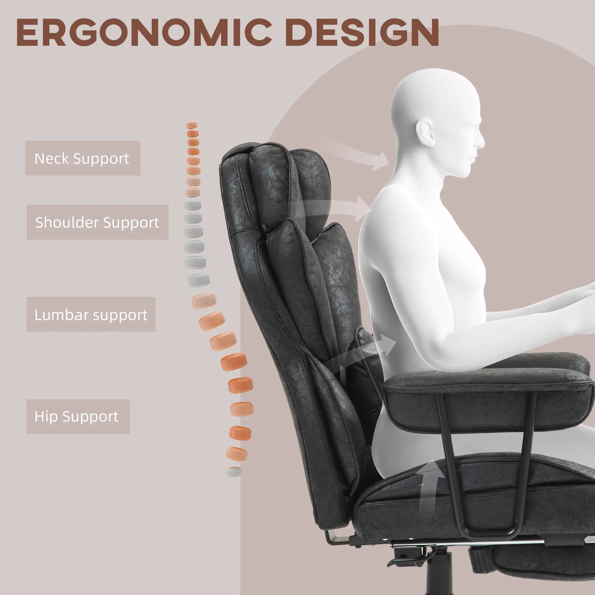 Big and Tall Office Chair with Foot Rest, 400LBS, High Back, Black Executive & Manager Chairs at Gallery Canada
