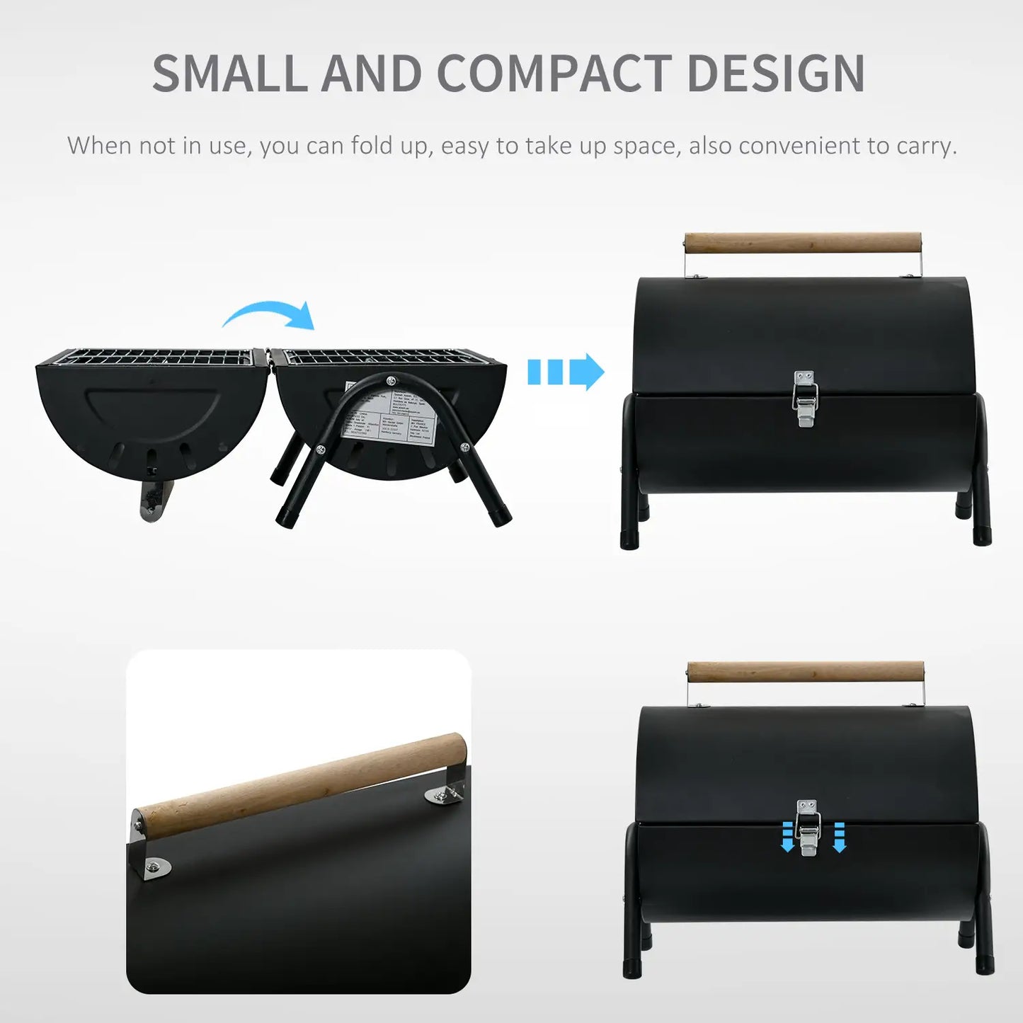 Outdoor Charcoal BBQ Grill, Tabletop Folding Barbecue, 17.3" x 9.8" x 14", Black Charcoal BBQ Grils at Gallery Canada