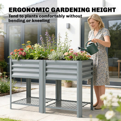 Raised Garden Bed With Legs Storage Shelf 31.5" Silver Grey, Silver Grey Elevated Garden Beds at Gallery Canada
