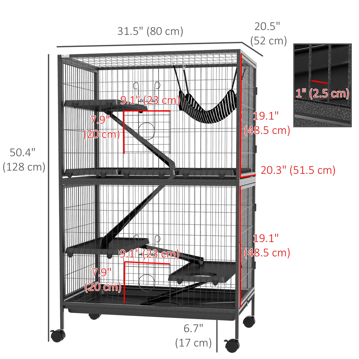 5-Tier Rolling Small Animal Cage, Guinea Pig Cage, Ferret Cage, Grey Houses & Habitats at Gallery Canada