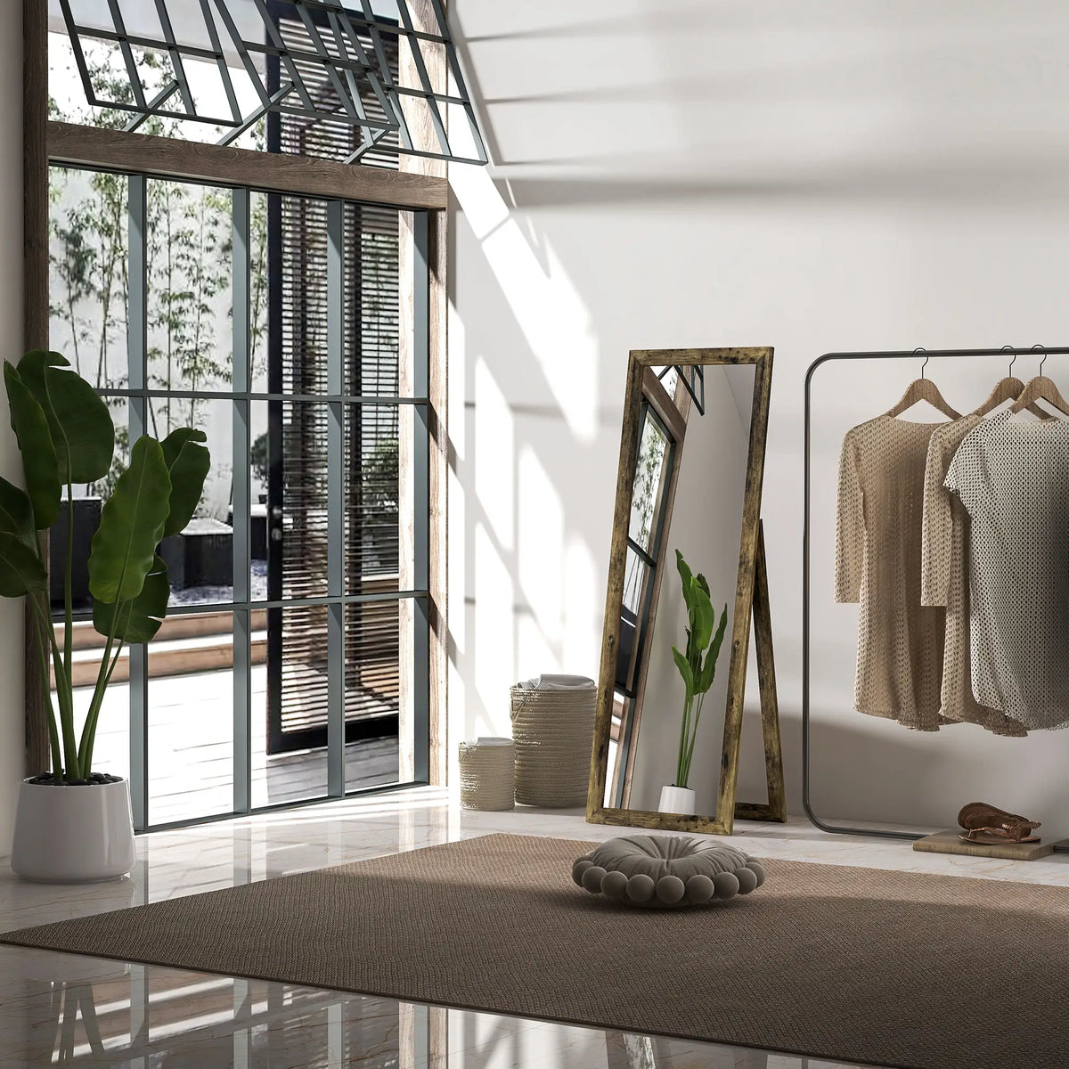58" x 20" Floor Mirror, Full Body, Rustic Brown, Brown Full Length Mirrors at Gallery Canada