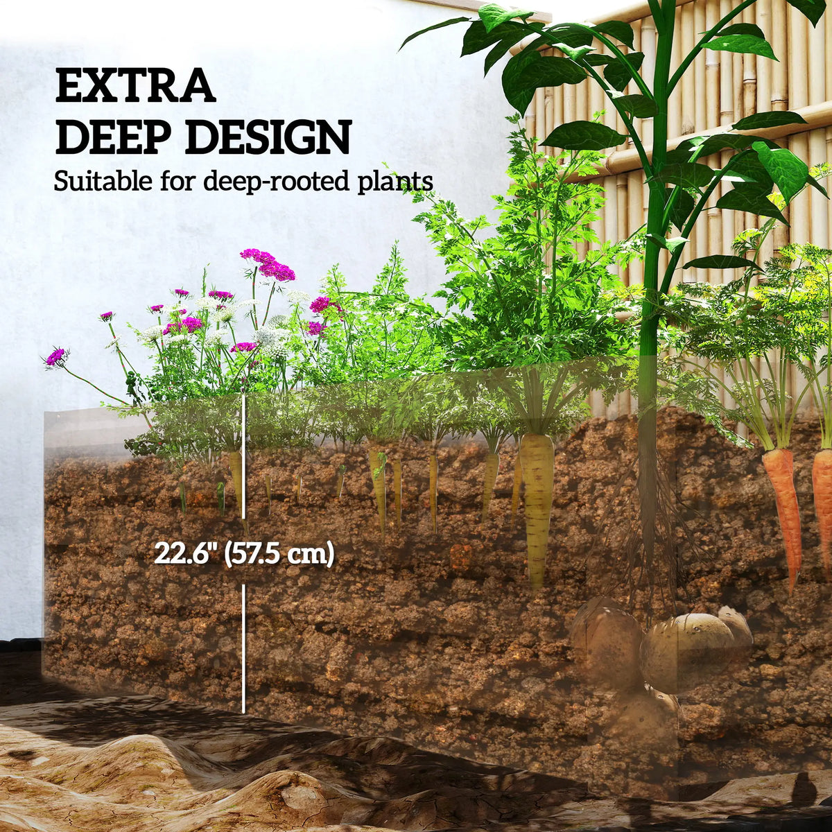 6' x 3' x 2' Raised Garden Bed, Galvanized Planter Box, Brown