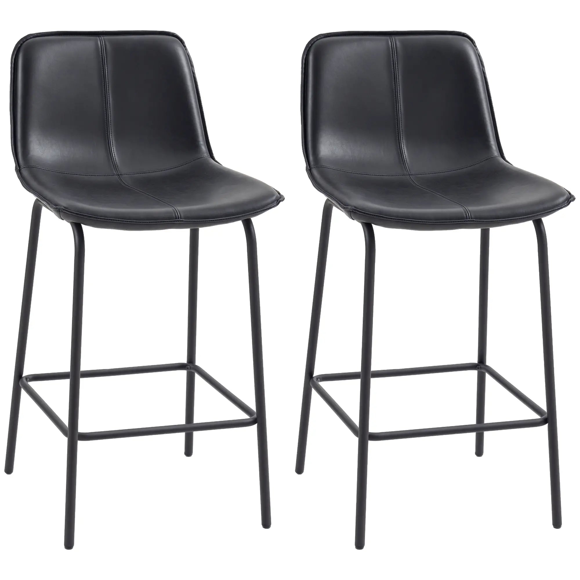 Bar Stools Set of 2, Upholstered Counter Height Bar Chairs, Kitchen Stools with Steel Legs Bar Stools at Gallery Canada