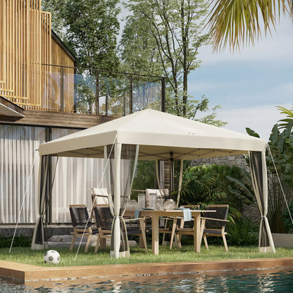 10' x 10' Pop Up Canopy Tent, Removable Mesh Sidewall, Carry Bag, Beige Pop Up Canopies at Gallery Canada