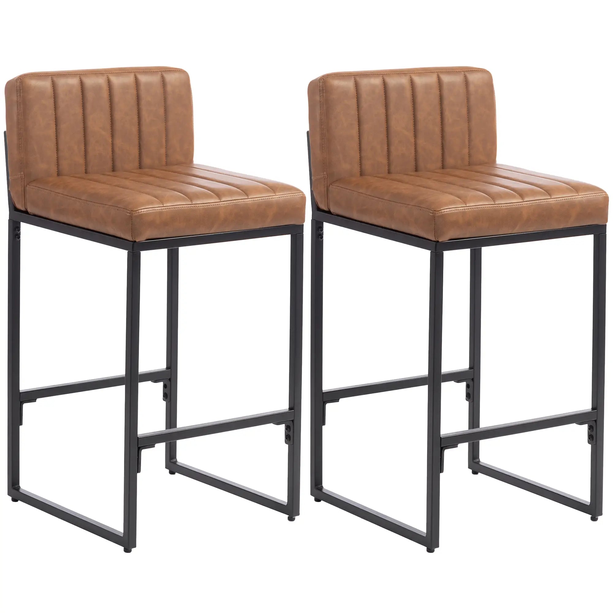 Retro Padded Counter Height Bar Stools, Set of 2, Brown Bar Stools at Gallery Canada