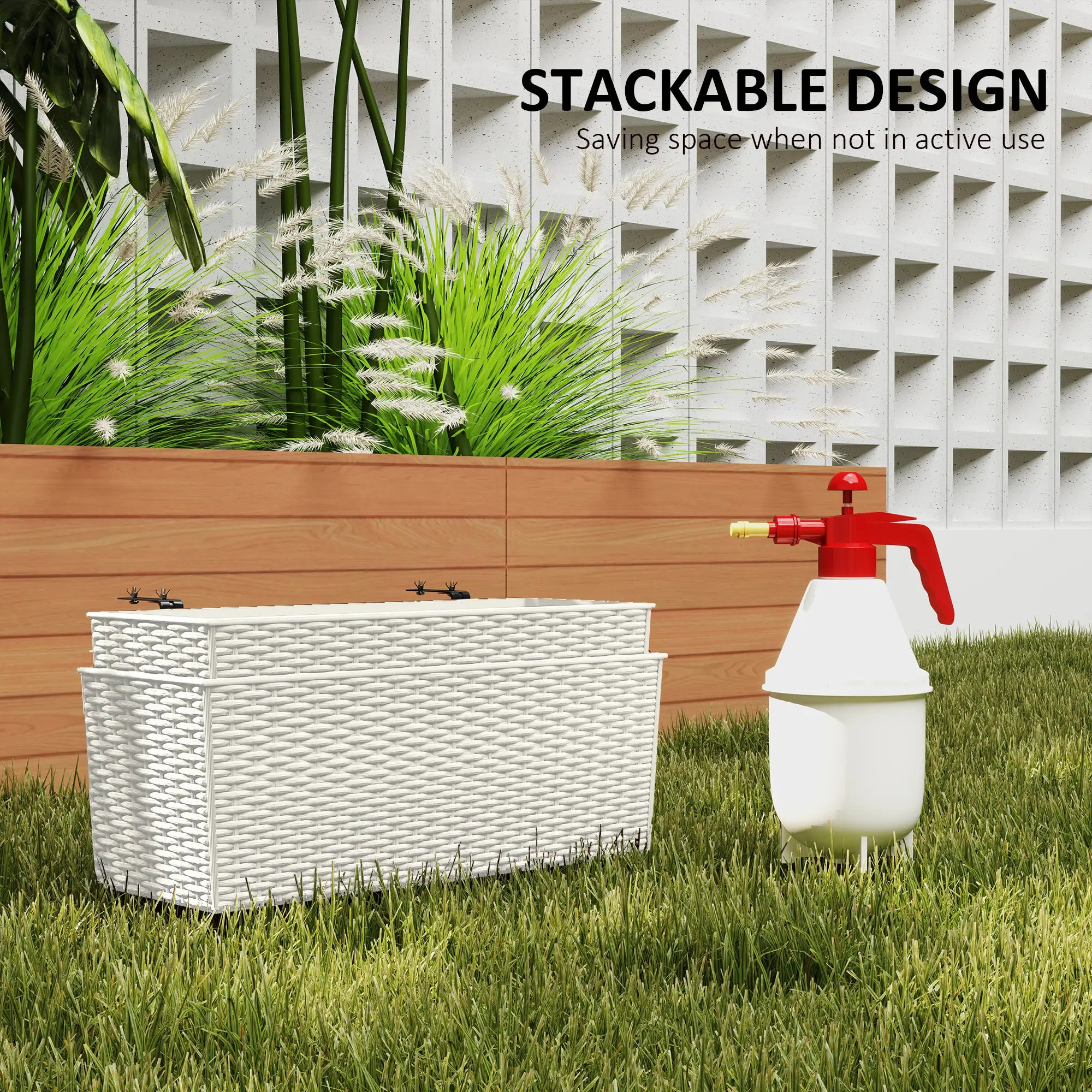 2 Pack 20 Inch Hanging Flower Pots, Railing Planter Box, White Planter Set at Gallery Canada