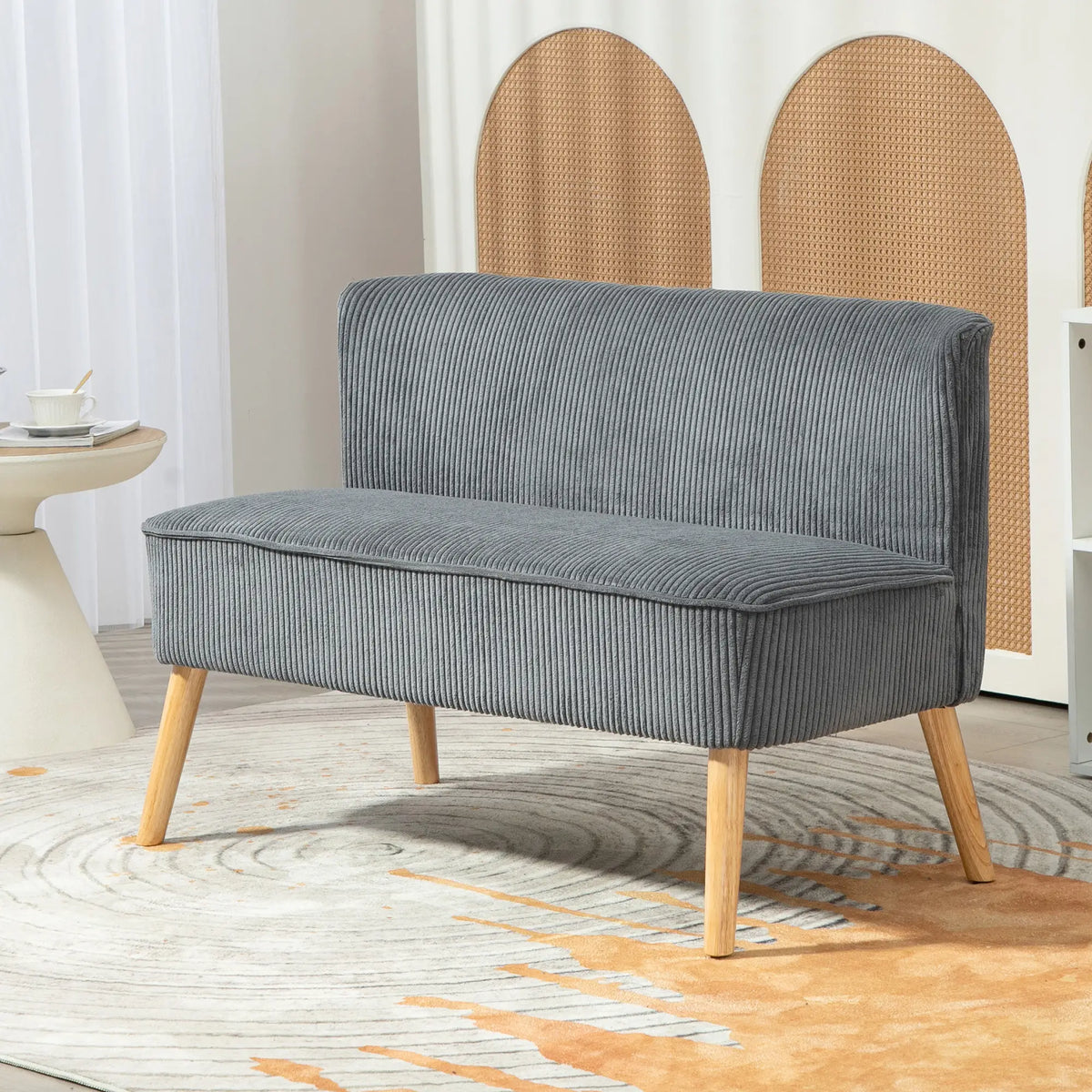 Modern 2 Seater Sofa, Upholstered Couch, Rubber Wood Legs, Grey 2-Seater Sofas at Gallery Canada