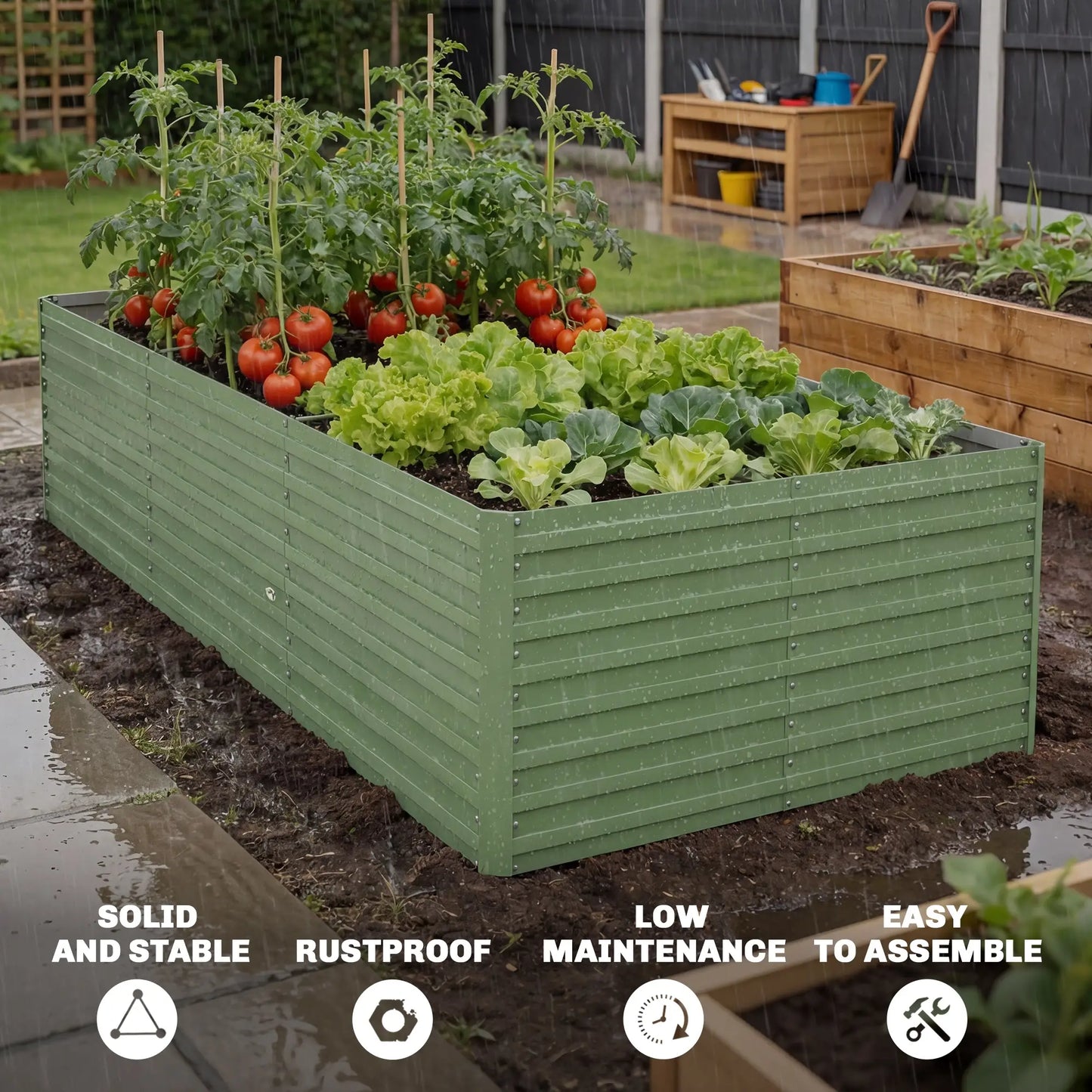 8' x 4' x 2' Galvanized Raised Garden Bed, Planter Box, Light Green Galvanized Planter Boxes at Gallery Canada