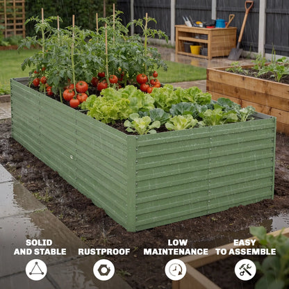 8' x 4' x 2' Galvanized Raised Garden Bed, Planter Box, Light Green Galvanized Planter Boxes at Gallery Canada