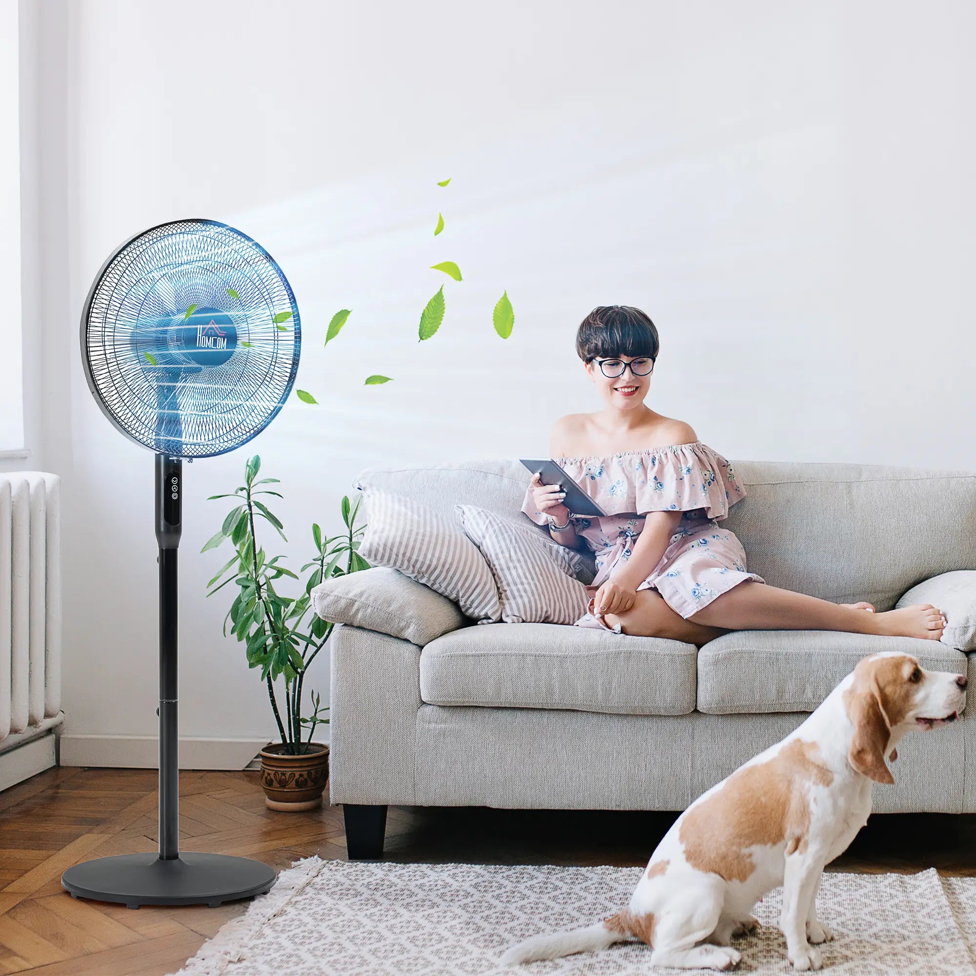 Floor Standing Fan with Remote, Oscillating, LED Screen, Black Stand Fans at Gallery Canada