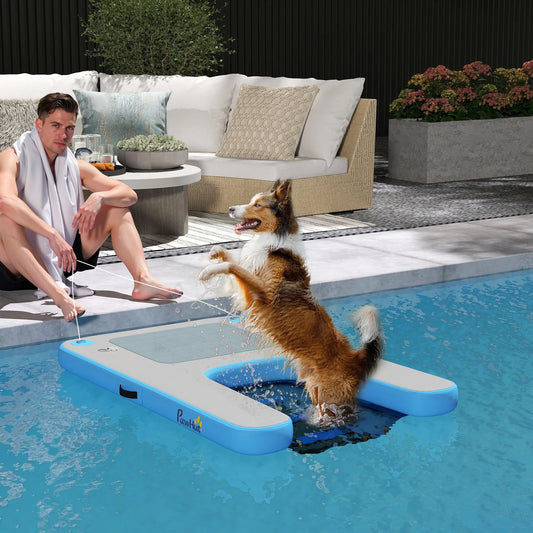 Floating Pet Boat Ramp, Up to 300 lbs, for Pool, Lake, Dock Dog Stairs Blue, Grey at Gallery Canada