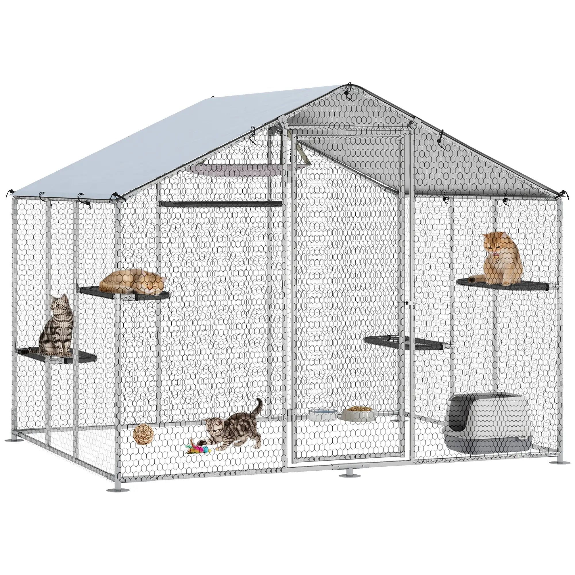 Large Catio Outdoor Cat Enclosure, Waterproof Cover, 94.5