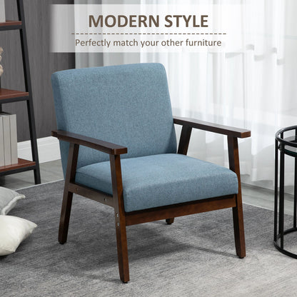 Modern Accent Chair, Cushioned Seat, Upholstered Linen-Feel, Blue Accent Chairs at Gallery Canada