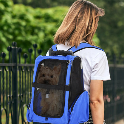 2-in-1 Pet Luggage Box Backpack Carrier, Rolling Wheel, Blue Dog Bike Trailers & Strollers at Gallery Canada