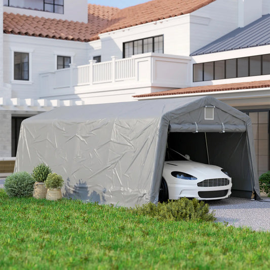 11' x 20' Portable Garage, Heavy Duty Carport, Grey