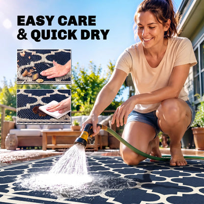 9'x12' Reversible Outdoor RV Rug, Patio Mat, Dark Blue Outdoor Reversible Rugs at Gallery Canada