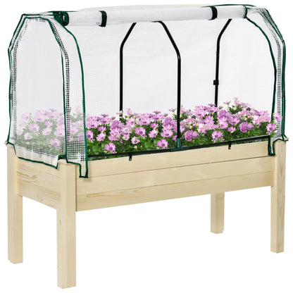 Raised Garden Bed With PE Cover, Elevated Wood Planter, 48 x 22 x 46 Inch, Natural Elevated Garden Beds at Gallery Canada