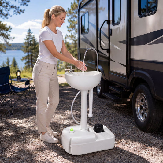 Portable Foot Pump Camping Sink, 4.5 Gal Tank, Soap Dispenser Camping Furniture Options at Gallery Canada