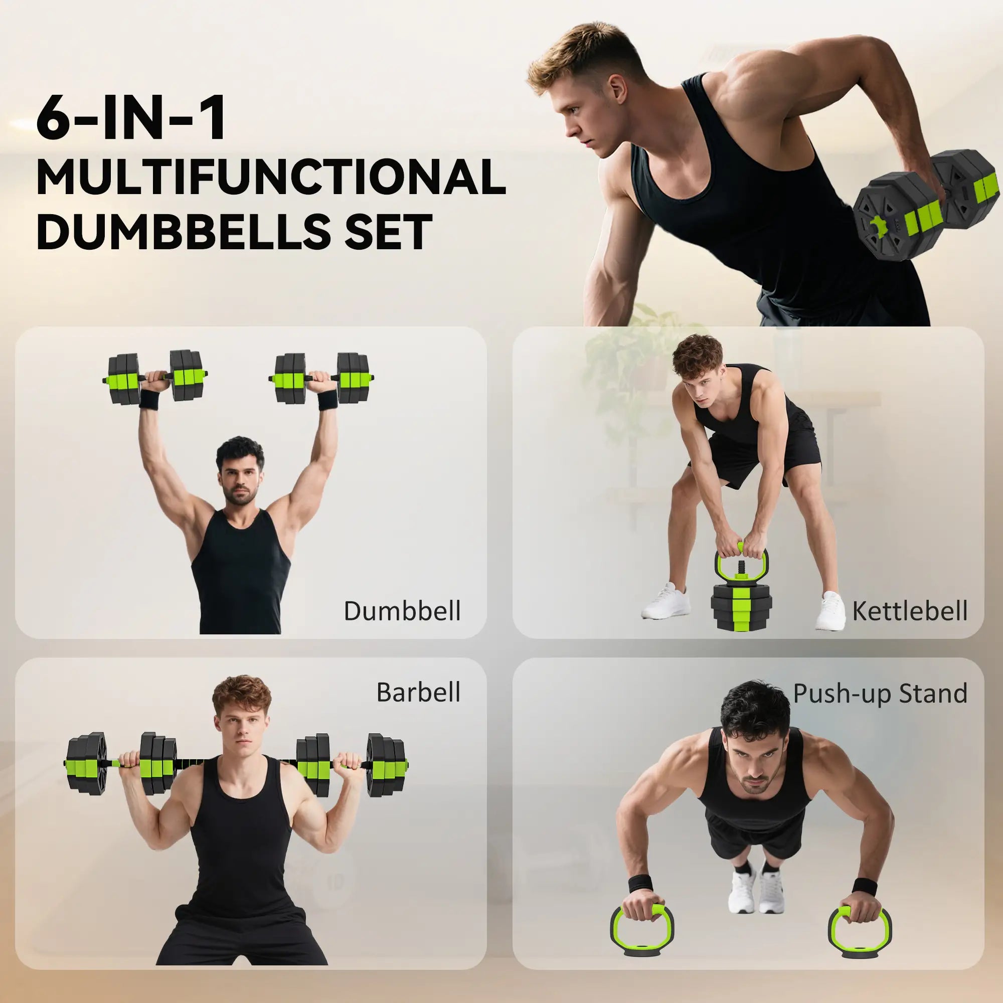 4-in-1 Adjustable Dumbbell Set, 55lbs, Green Dumbbells & Barbells at Gallery Canada