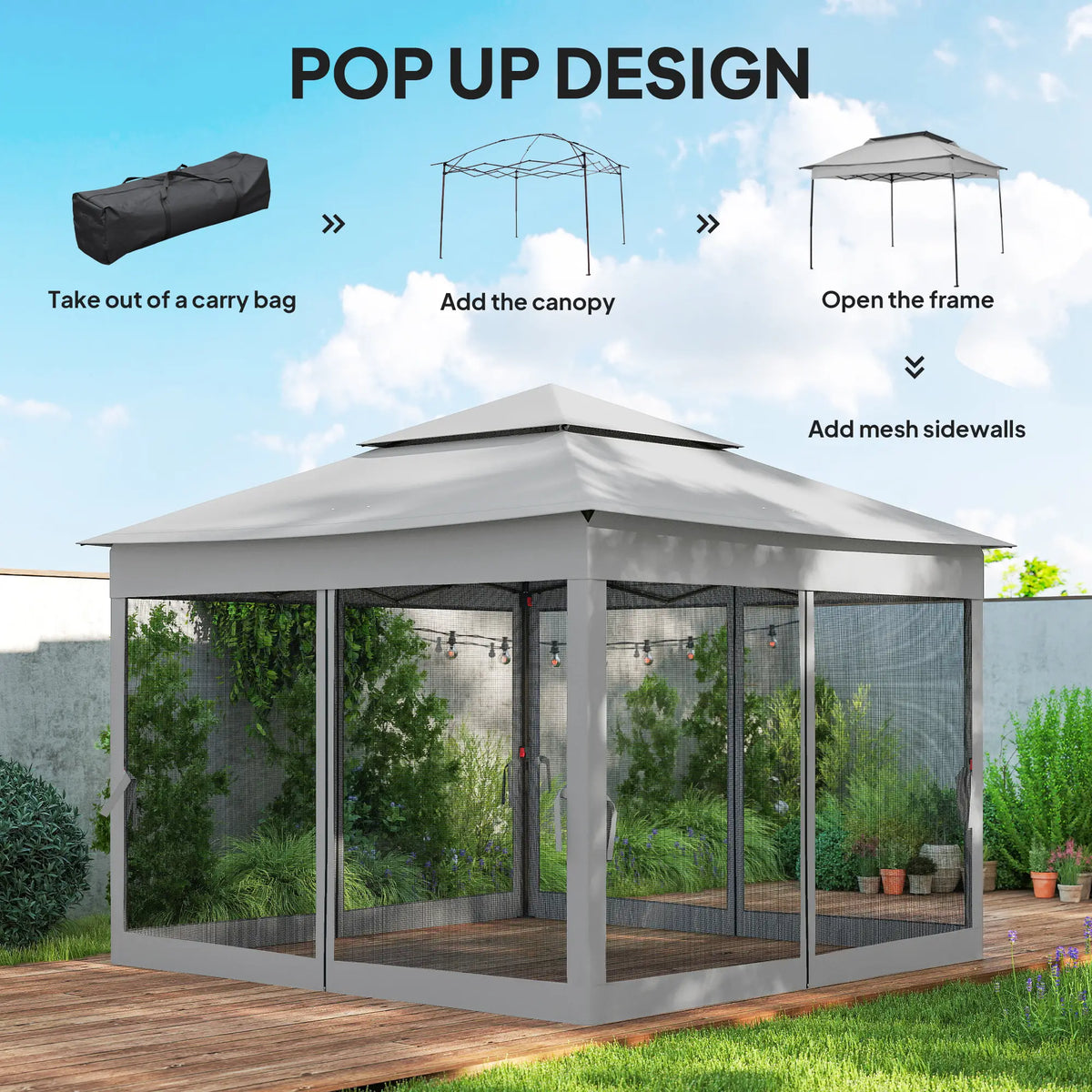 11' x 11' Pop Up Canopy Tent, Light Grey Pop Up Canopies at Gallery Canada
