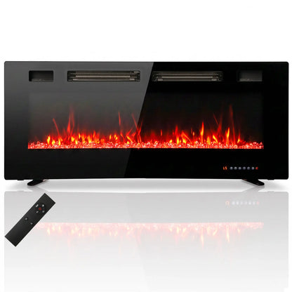 50" Electric Fireplace, Ultra-Thin Recessed, Wall Mounted, Black Electric Fireplaces at Gallery Canada