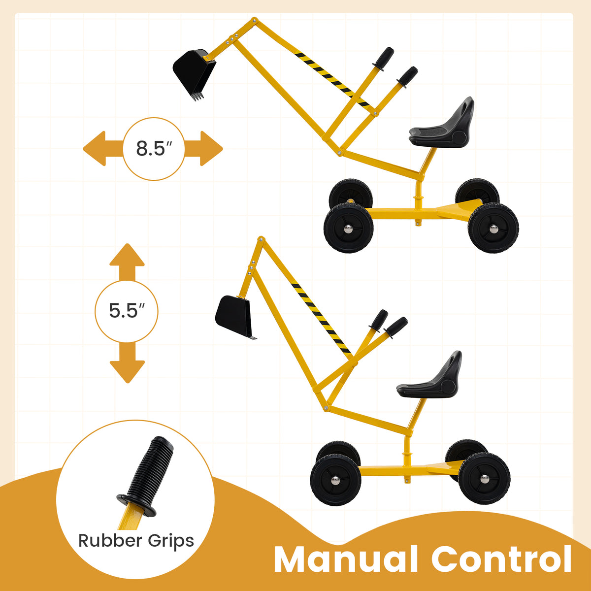 Kids Sand Digger Toy, 2-Handed Controls, Flexible Shovel, Yellow Sandboxes at Gallery Canada